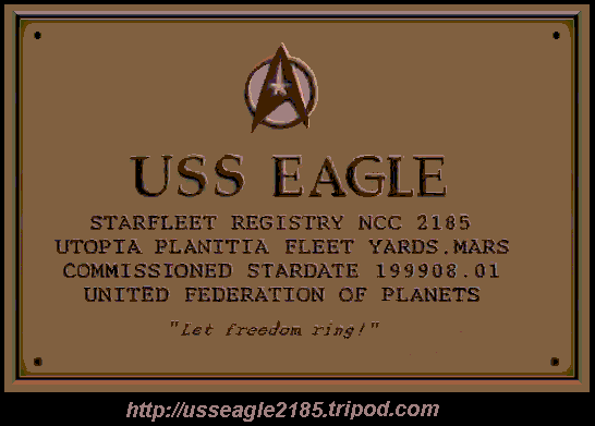 Image of our Star Trek ship plaque for the USS Eagle, NCC 2185